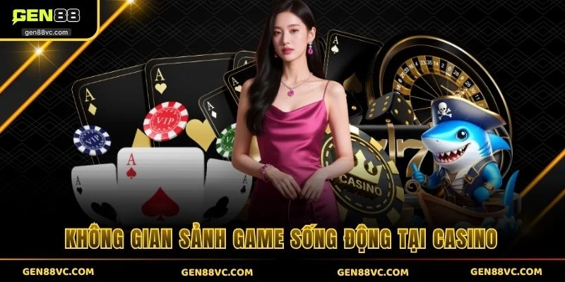 Không gian sảnh game sống động tại casino
